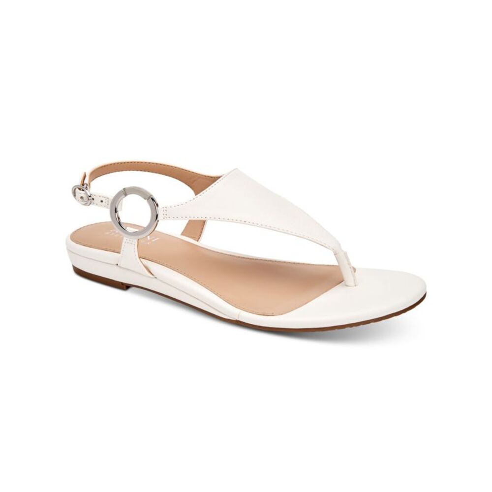ALFANI Womens White Shield Hayyden Round Toe Buckle Thong Sandals 5 M
